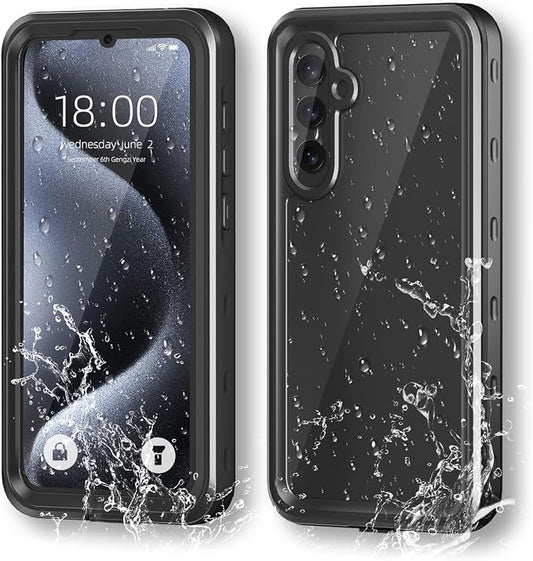 Omio for Galaxy A35 5G Waterproof Case, Full Body IP68 Underwater Clear Protective Case Built-in Screen Protector Heavy Duty Shockproof Case for Men Women, Black