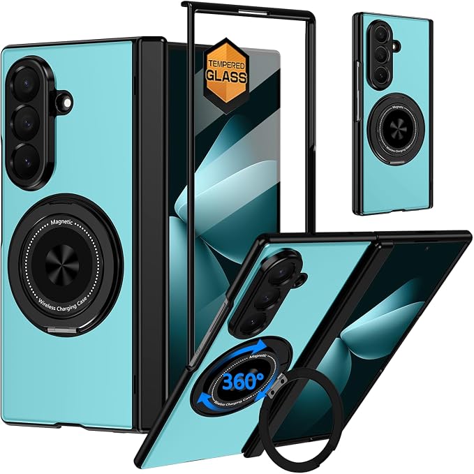 Hekodonk for Galaxy Z Fold 8 Ultra Case with 360 Rotatable Stand,[Compatible with MagSafe][Front Screen Protector],Magnetic Ring Holder with Hinge Protective Case for Samsung Z Fold 8 Ultra,Light Blue