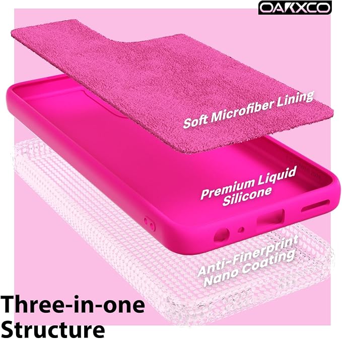 oakxco for Motorola Moto G Power 5G 2024 Phone Case Liquid Silicone, Thin Slim Soft Rubber Gel TPU Plain Simple Cover for Women Girl Cute, Matte Solid Color, Hot Pink Fuchsia