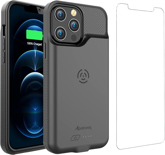 Alpatronix Battery Case for iPhone 14 Pro Max and iPhone 14 Plus (6.7 inch), Strong Slim Protective Extended Charging Cover with Wireless Charging, Apple Pay, CarPlay (BX14Pro Max) - Black