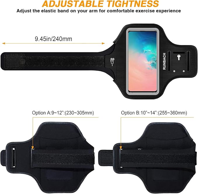Armband for Samsung Galaxy S26/S25/S24/S23/S22/S21/S20/S10/S9/S8 up to 6.2",Water Resistant Running Exercise Gym Bag with Card Slot and Key Holder (Black)