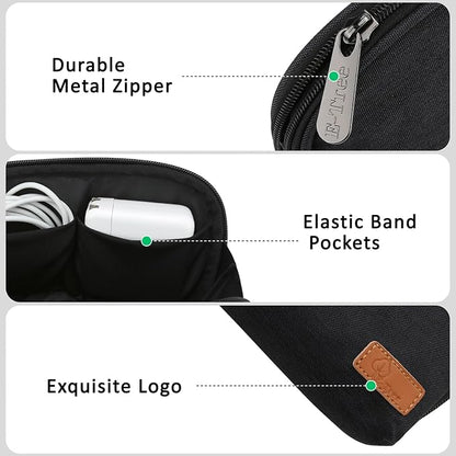 E-Tree Small Tech Pouch Organizer Bag (7.8" x 5") – Travel Electronics Accessories Case for MacBook Charger, USB-C Adapter, Cables, Power Bank, Mouse, SSD, Dongle & Hub | Foam Padded
