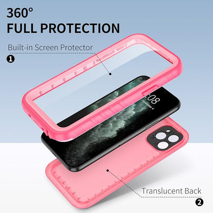 SPORTLINK for iPhone 11 Pro Waterproof Case, Full Body Underwater/Rugged/Heavy Duty Shockproof/Dustproof Case with Built-in Screen Protector for iPhone 11 Pro 5.8 Inch (Pink)