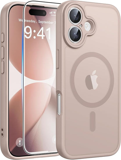 FNTCASE for iPhone 17 Case: [Compatible with Magsafe] Translucent Matte Cases with [Full Camera Protection] [Screen Protector] Military Grade Shockproof Protective Phone Cover - Desert Gold