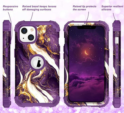 Hocase for iPhone 14 Plus Case, Heavy Duty Shockproof Protection Soft Silicone Rubber+Hard Plastic Bumpers Hybrid Protective Case for iPhone 14 Plus 6.7" 2022 - Midnight Purple