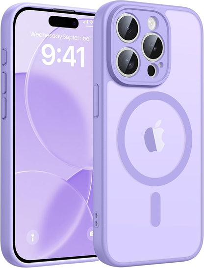 FNTCASE for iPhone 13 Pro Max Case: [Compatible with Magsafe] Translucent Matte Magnetic Phone Cover - Military Grade Drop Protection Shockproof Protective Cases - Light Purple