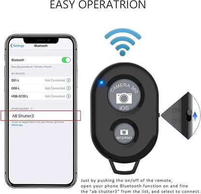 Cellphone Remote Shutter for Smartphones and Tablets, AOQIYUE Wireless Camera Remote Control Compatible with iPhone/Android Cellphone Wrist Strap Included (Black+Pink)