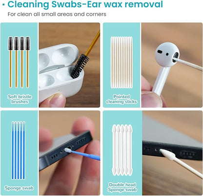 Airpods Cleaner Kit 221 Pcs Earbud Cleaning Putty Remove Ear Wax Phone Cleaning kit Cleaner Pen Brush Microfiber Cloth for Airpods Pro/1/2/3 Charging Case Headphones Camera Hearing Aids