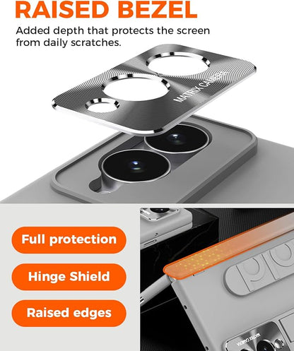 NINKI Finger Strap for Samsung Galaxy Z Fold 8 Phone Case with Screen Protector & Band,Kick Stand for Samsung Z Fold 8 Case with Handle,Shockproof Hinge Protection for Galaxy Z Fold 8 Phone Cover Gray