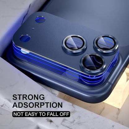 Choiche Compatible for iPhone 17 Pro Max Camera Lens Protector, Strong Adsorption Camera Cover with 9H Tempered Glass Lens Screen Protector Metal Ring Decoration Accessories 6.9-inch (Blue)