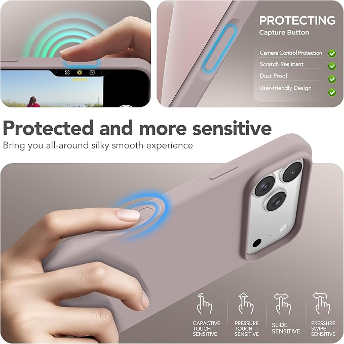 GONEZ Magnetic for iPhone 17 Pro Case, Compatible with MagSafe, [Screen Protector + Camera Lens Protector], Liquid Silicone Anti-Scratch Shockproof Protective Phone Case 6.3 inch, Light Taro