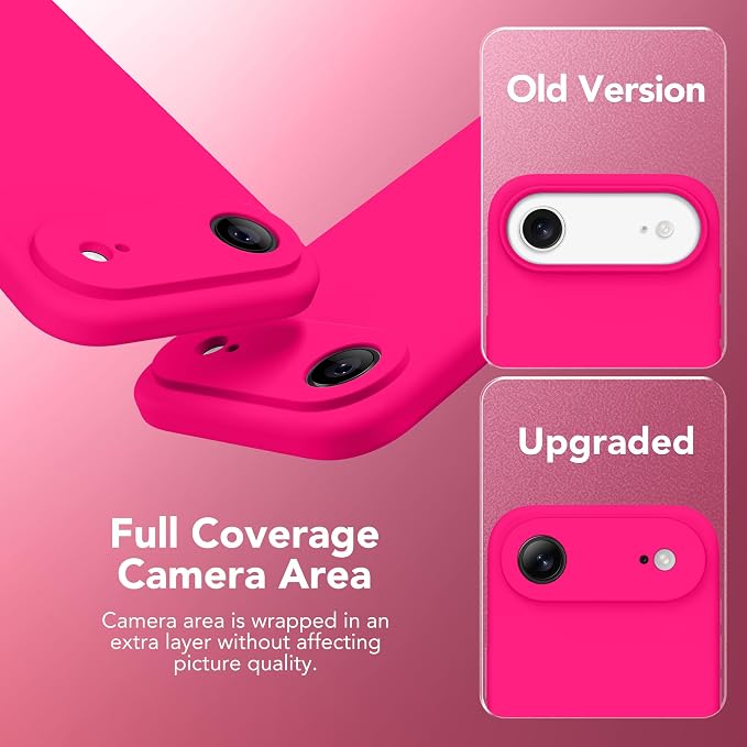 Magnetic for iPhone Air Case, Compatible with MagSafe, [Full Camera Protection][Screen Protector] Silicone Shockproof Protective Phone Case for iPhone 17 Air 6.5", Hot Pink