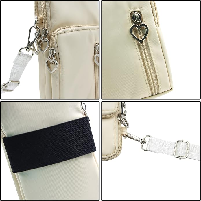 JUMISEE 3-Layers Crossbody Bag Cellphone Pouch Armband Wallet Nylon Smartphone Purse