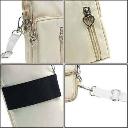 JUMISEE 3-Layers Crossbody Bag Cellphone Pouch Armband Wallet Nylon Smartphone Purse