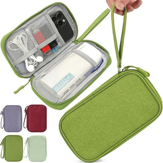 CAAORDKSO Electronics Organizer Travel Case, Travel Cable Organizer Bag Pouch Electronic Accessories Carry Case Waterproof Electronic Bag for Cable, Cord, Charger, Power Bank, Earphone (Green)