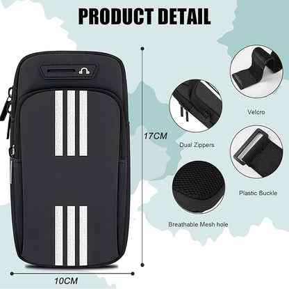 Phone Holder for Running Armband Cell Phone Holder iPhone 17 16 15 14 13 12 11 Pro Max Xs 16e Xr X Plus Galaxy Ultra Note Carrier Bag,Gym Workout Exercise Sports Arm Bands Sleeve Pouch Black