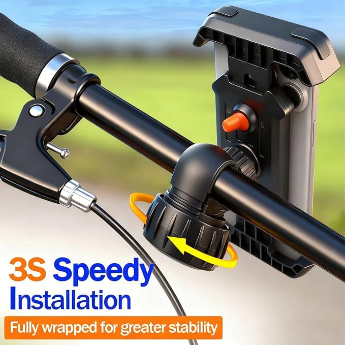 Bike Phone Holder & Motorcycle Phone Mount - Adjustable Handlebar Cell Phone Clasm for Bicycle, Scooter, E-Bike, Universal 4.7"-6.8" Smartphones for iPhone 17/16/15 Pro Max, Galaxy S24,Shockproof