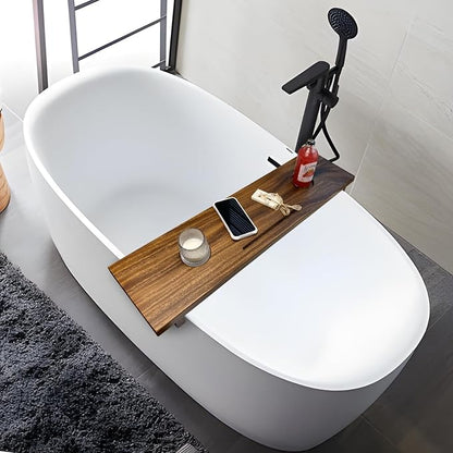 Walnut Bathtub Tray (35"x9"x2.5"), Luxury Bath Tray for Tub | Anti-Tip Adjustable Bathtub Trays for House Warming Gifts