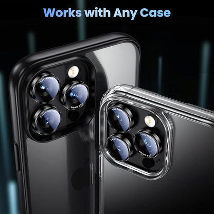 Uyiton for iPhone 13 Pro Max/13 Pro Camera Lens Protector - [2025 Design] Military-Grade Tempered Glass Metal Camera Cover, Outdoor/Travel/Daily Use, Black