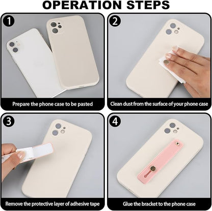 Weewooday 6 Pieces Phone Grip Holder Cell Phone Grip Strap Telescopic Finger Strap Stand Universal Finger Kickstand for Most Smartphones(Pink, White)
