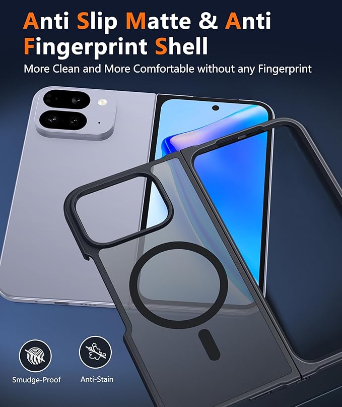 FNTCASE for Google Pixel 10-Pro-Fold Magnetic Case: Translucent Matte Textured Military Grade Drop Protection Cell Phone Cover - Slim Rugged Durable Shockproof Protective Bumper Cases