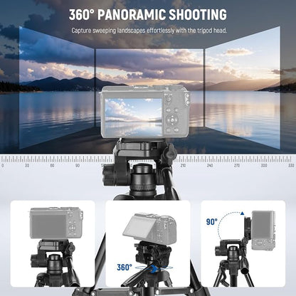 NEEWER ENTRY LEVEL VERSION Mini Desk Tripod for Camera, Small Compact Portable DSLR Camcorder Webcam Stand, 3 Way Pan Tilt Head Cell Phone Holder Mount Compatible with iPhone for Video Recording, TP52