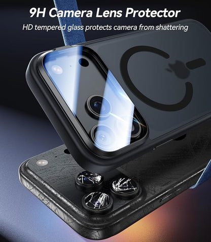 [Upgraded Full Camera Protection] for iPhone 17 Pro Max Case with Camera Cover Stand [Fit for MagSafe][10FT Mil-Grade Protection] Translucent Magnetic iPhone 17 Pro Max Phone Case, Black