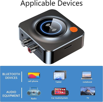Bluetooth Receiver for Home Stereo, NFC Quick Pair,3.5mm AUX/RCA,TF Card Slot,Wireless Bluetooth Audio Adapter Low Latency for Home Music Streaming Stereo System