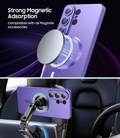 Magnetic for Samsung Galaxy S26 Ultra Case [Compatible with MagSafe][Built-in Camera Lens Protector] Slim Soft Silicone Bumper Shockproof Metallic Luster Phone Case, Purple
