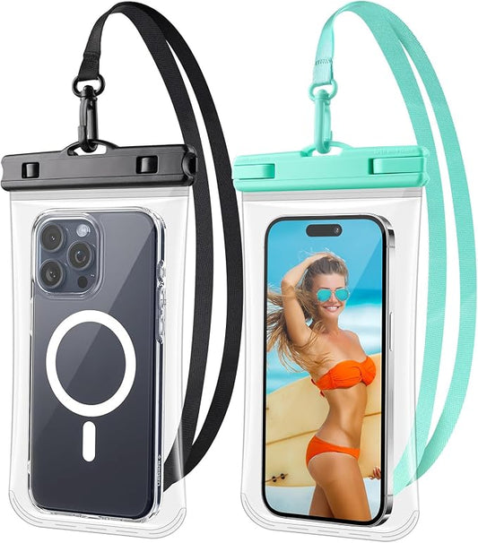 Waterproof Phone Pouch 2 Pack, IPX8 Waterproof Phone Case for iPhone Galaxy Pixel Up to 7 Inch, Cell Phone Dry Bag Beach Vacation