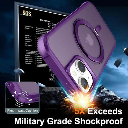 360° Magnetic Swivel Ring for iPhone 13 case, Built-in Metal Stand and Ring Holder, Magsafe Compatible, Military Grade Protection, Shockproof - Purple