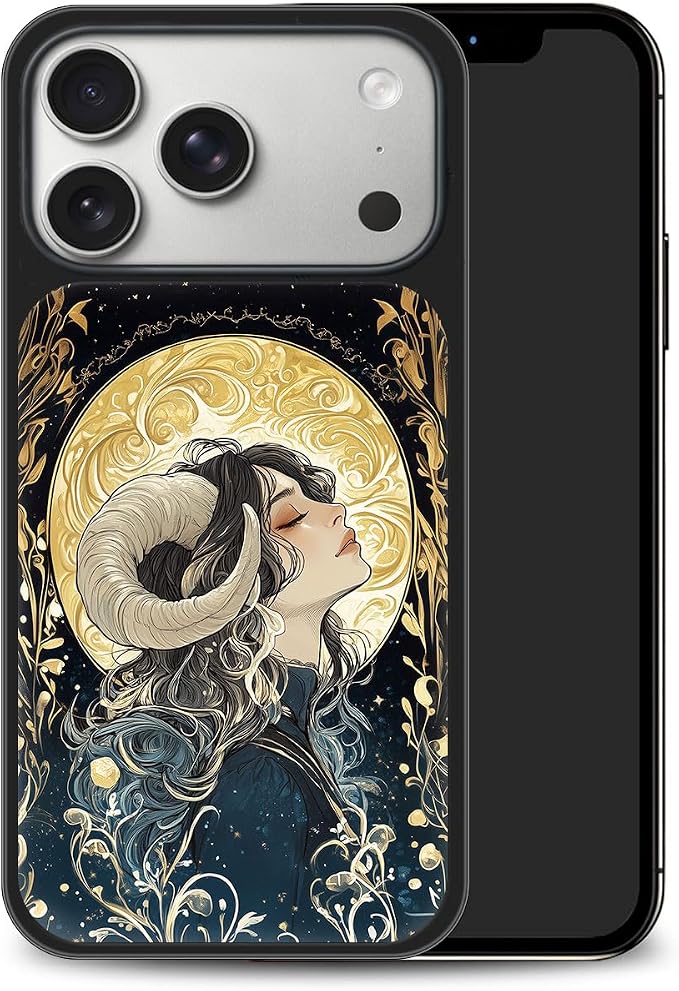 Constellation Series - Aries Designs Magnetic for iPhone 17 pro Case, Tarot Style Model Glass Phone Cover, Compatible with Magsafe - fits iPhone 17 pro Case for Women