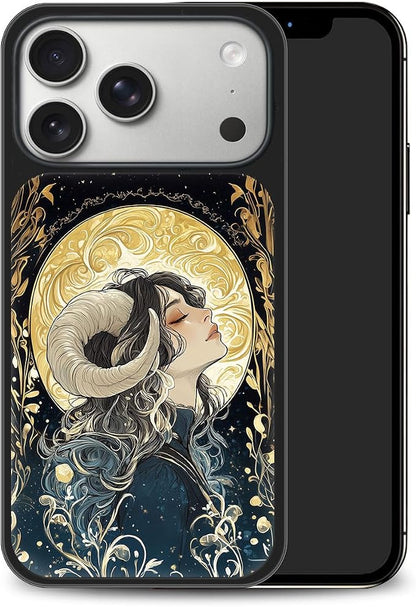 Constellation Series - Aries Designs Magnetic for iPhone 17 pro max Case, Tarot Style Model Glass Phone Cover, Compatible with Magsafe - fits iPhone 17 pro max Case for Women