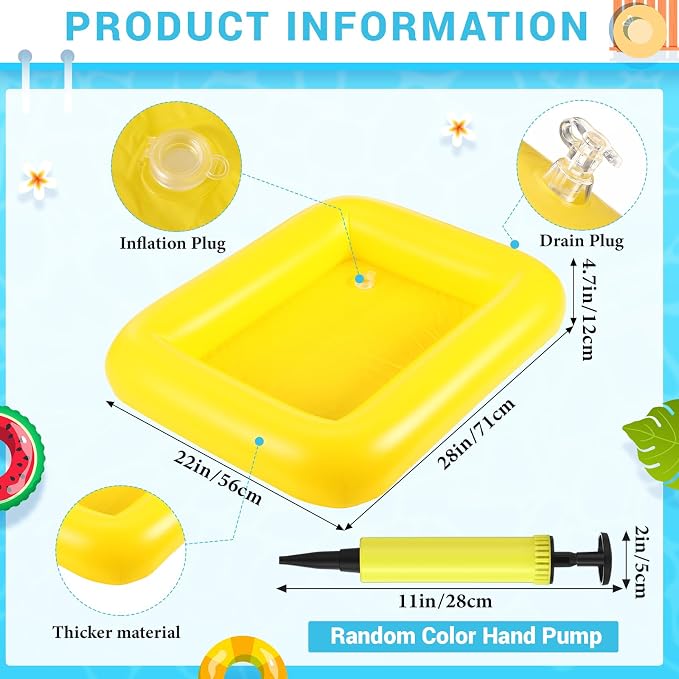 FillTouch Rectangular Inflatable Serving Bar Floating Drink Holder for Pool Inflatable Cup Holders Hot Tub Accessories, Adults Swimming Fun Drink Floats for Swimming Pool Party(Yellow)