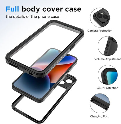 Lanenas for iPhone 14 Plus Case - Waterproof Case with Built-in Screen Protector, Full Body Heavy Duty Phone Case Dustproof Shockproof Case Cover for iPhone 14 Plus 6.7inch Black