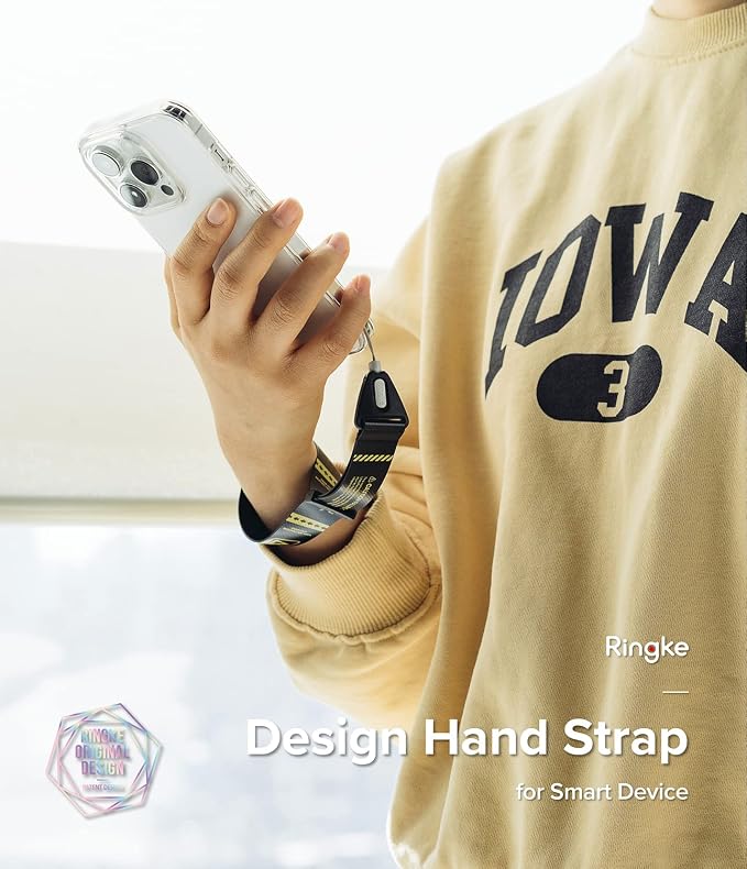 Ringke Hand Strap [Phone Wrist Strap] Designed for Camera Strap and Phone Strap, Adjustable Sturdy Universal Lanyard Compatible with Camera and Phone Case - Danger Black