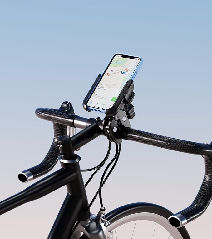 Kewig Motorcycle Phone Mount Holder- [Camera Friendly] [1s Lock & Release] Bike Phone Mount Handlebar Cell Phone Holder for Bicycle Scooter ATV, Fit for 5.4-7.2" Smartphones