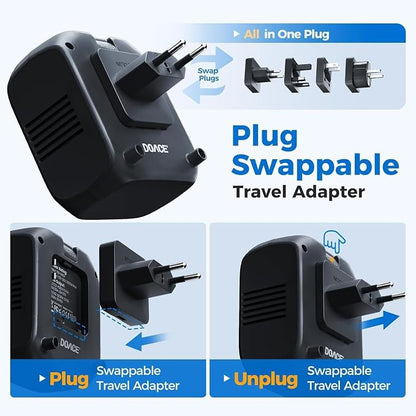Upgraded 2000W Voltage Converter US to Europe for Hair Dryer - 220V to 110V Converter for European Travel, Power Converter Adapter Combo with 2 PD/QC & UK/AU/US/IT/European Travel Plug Adapters