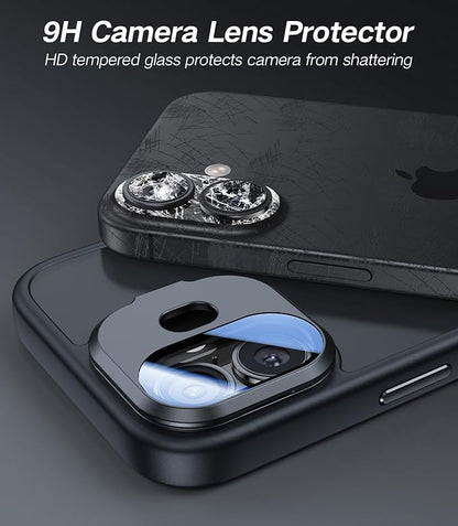 [Upgraded] for iPhone 16 Case with Camera Cover Stand [Fit for MagSafe][9H Camera Lens Protector] Mil-Grade Protection Translucent Matte Silicone Magnetic iPhone 16 Phone Case, Black