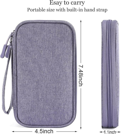 CAAORDKSO Electronics Organizer Travel Bag, Small Cable Organizer Case Waterproof Accessories Pouch, Travel Electronic Carrying Case for Cable, Cord, Charger, Phone, Power Bank, Earphone (Purple)