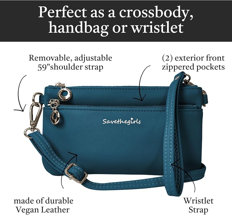 Save the Girls Cell Phone Purse - Touch Screen Women’s Crossbody Bag - Clutch Purses for Women (Bella) | Touch Screen, for Women