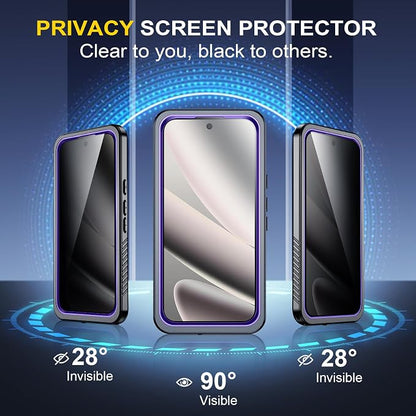 SPIDERCASE for Google Pixel 10 Pro XL Case Waterproof, [12FT Military-Grade Drop Protection] [IP68 Water Resistance] [Privacy Screen Protector] Full Body Protection Phone Case-Purple