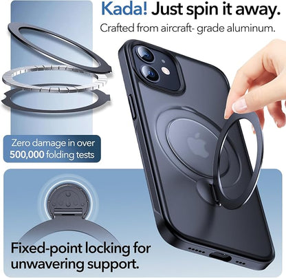 Anqrp 360° All-in-ONE Stand Case for iPhone 12/12 Pro Case with Rotatable Magnetic Kickstand Ring Holder, Compatible with MagSafe, MIL-Grade Shockproof iPhone 12/12 Pro Phone Cover, Black