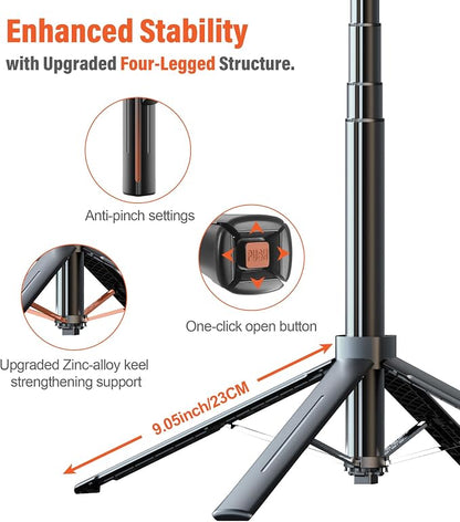 Selfie Stick Phone Tripod - 71 inch Tall Cell Phone Holder with Detachable Wireless Remote and 2 LED Lights for Recording, Video and Picture, Phone Stand for iPhone, Android, Camera & Gopro