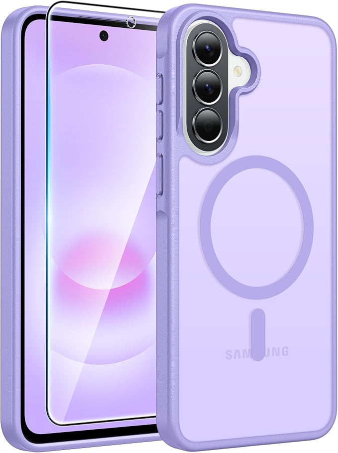 FNTCASE for Galaxy A37/A36 5G Phone Case, Fit for Magsafe, Screen Protector | Translucent Matte Magnetic Back, 14FT Military Grade Drop Protection, Shockproof Protective, for Samsung A37 Cover