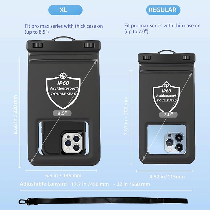 AiRunTech Floating Waterproof Phone Pouch,Double Seal Phone Case with Lanyard Protector for iPhone 17 16 15 14 13 12 Pro Max,Kayak Cellphone Bag Beach Cruise Ship Essentials Vacation Accessories