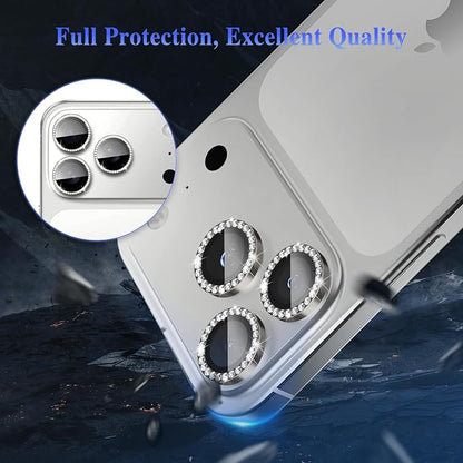 ShinKin Camera Lens Protector for iPhone 17 Pro/iPhone 17 Pro Max, Glitter Camera Cover, 9H Tempered Glass Individual Metal Ring Camera Protector for iPhone 17 Pro/17 Pro Max (Diamond - Gray)