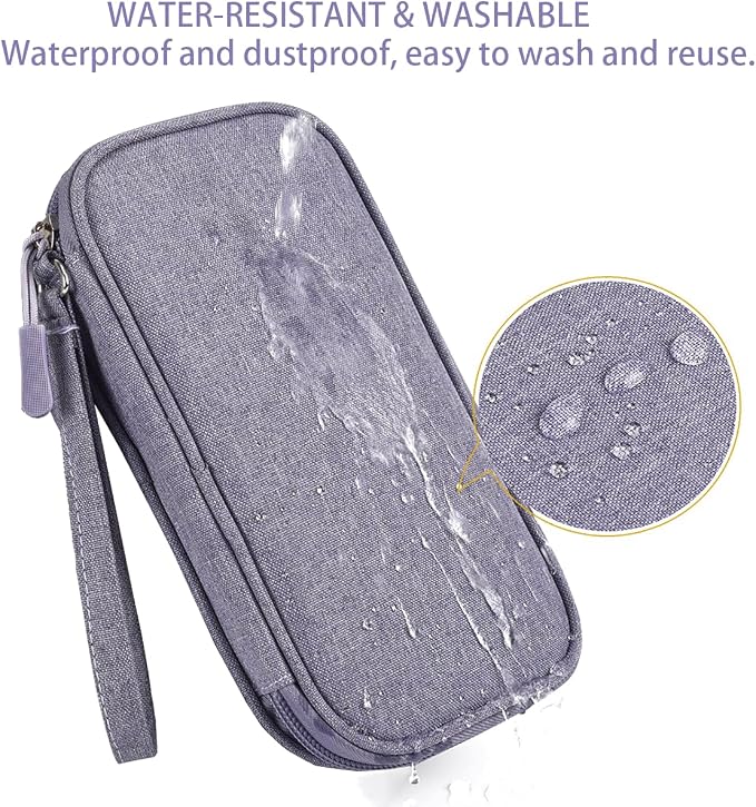CAAORDKSO Electronics Organizer Travel Bag, Small Cable Organizer Case Waterproof Accessories Pouch, Travel Electronic Carrying Case for Cable, Cord, Charger, Phone, Power Bank, Earphone (Purple)