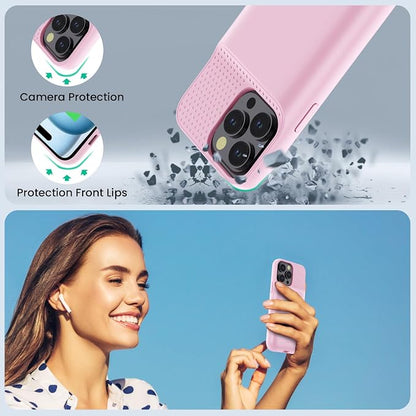 Battery Case for iPhone 15 Pro Max,Powerful 8600mah Ultra-Slim Protective Charging Case,15W Fast Charging Portable Rechargeable Expandable Battery Charger Cover for iPhone 15 Pro Max(6.7inch)-Pink