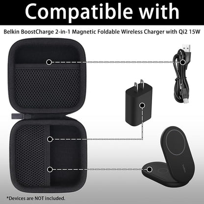 co2CREA Hard Case Compatible with Belkin MagSafe Charger Compatible BoostCharge 2-in-1 Magnetic Foldable Charger 15W - Qi2-Certified Wireless Charger